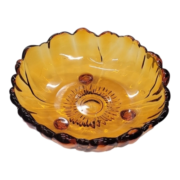 Vintage 'Petals' Amber Glass Bowl by Colony Glass c1960's - Picture 8 of 8